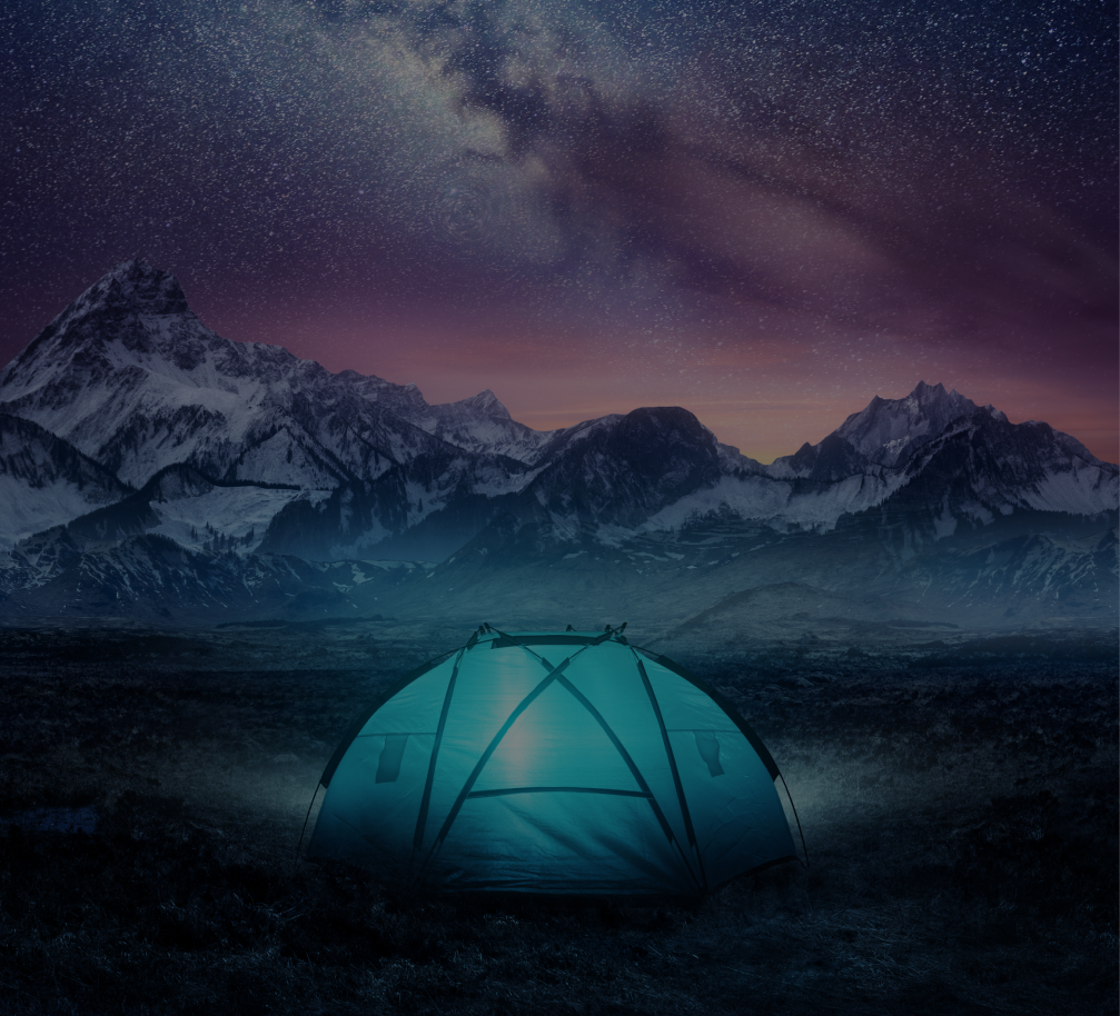 camping under the night sky